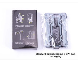Minimalist RFID metal wallet with cash clip and sleek hard cardboard gift box packaging