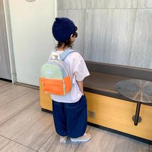 Kids lightweight canvas backpack with color blocking design for school and travel