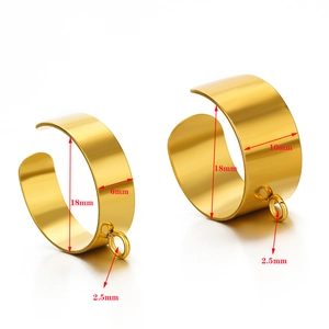 Gold-plated 18mm open C-ring jewelry accessories with 6mm and 10mm width options