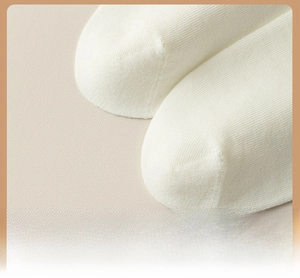 Detail of reinforced toe on white cotton socks for durability and long-lasting wear
