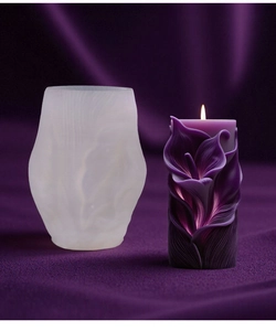 Detailed macro of Calla Lily floral relief on a DIY handmade silicone candle mold