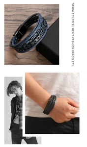 Dettaglio del bracciale multistrato intrecciato a mano con chiusura magnetica in acciaio