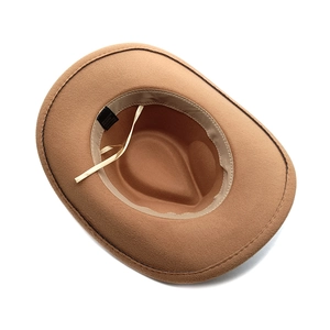 Detail of wide brim hat interior showing breathable sweatband and adjustable drawstring