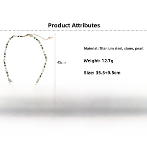 Details zur Halskette aus Naturstein und Perlen mit 35,5 cm Kette und 9,5 cm Verlängerung