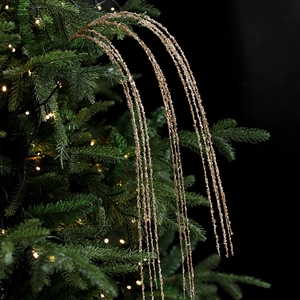 Gouden glitter kerstboomtakken franje voor feestelijke boomversieringen