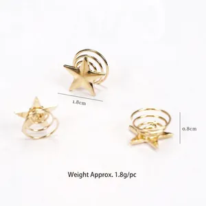 Set di fermagli per capelli a spirale a stella in lega dorata, larghezza 1,8cm e altezza 0,8cm