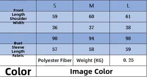 Tableau des tailles pour cardigan en maille rayé indiquant longueur, buste et manches