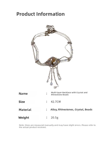 Spécifications détaillées du collier ras du cou multicouche avec cristaux et strass