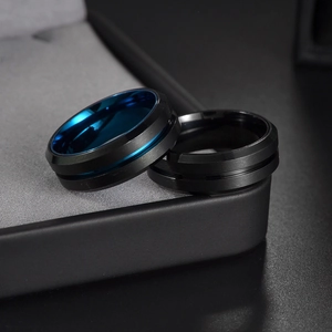 8mm black rotatable stainless steel stress relief ring for men on jewelry box display