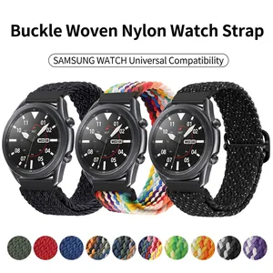 Adjustable Nylon Braided Solo Loop Watch Band For Samsung Galaxy Watch 7 6 5 4 Huawei GT Strap 20mm 22mm Elastic Slider Buckle