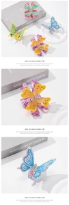 Detailed view of jelly colored butterfly hair clips with shimmering rhinestone accents