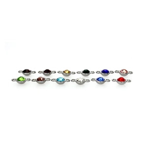 Twelve colorful birthstone alloy connectors with dual loops for DIY jewelry making