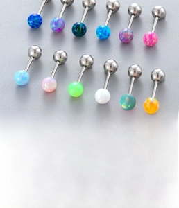 Detailed size chart for 4mm opal titanium steel stud earrings with 0.8mm bar thickness