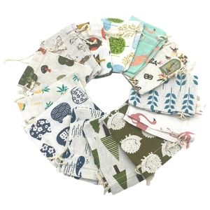 Pastel floral cotton drawstring gift pouches with Fresh lettering in a circular layout