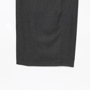 Fashion sleeveless striped midi dress featuring dark grey fabric and white pinstripes detail