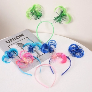Colorful tinsel headband for parties with sparkling glitter and dynamic fiber feathers