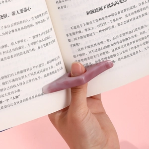 Purple marble resin thumb book page holder for comfortable one-handed reading