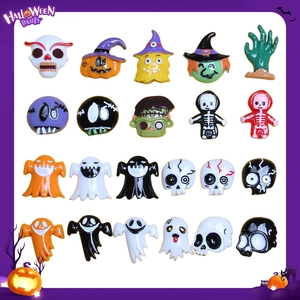 Halloween Resin DIY Accessories Flatback Cabochons Skull Ghost Pumpkin Wizard Hat For Jewelry Making Hair Clips Decor