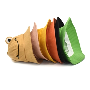 Cute cartoon frog bucket hat in multiple colors featuring embroidered cotton twill design