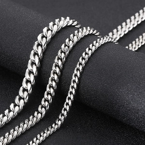 Detailed comparison of three different thicknesses of silver Cuban link steel necklaces