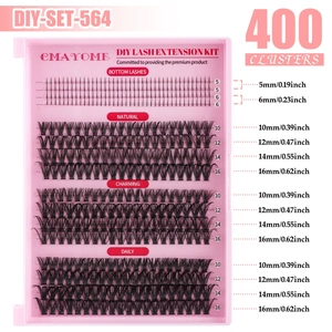 Detail view of pink tray with 400 DIY lash clusters in multiple styles and lengths