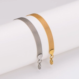 Woven Mesh Bracelet Stainless Steel Adjustable Minimalist Watch Band Style Jewelry For Men And Women