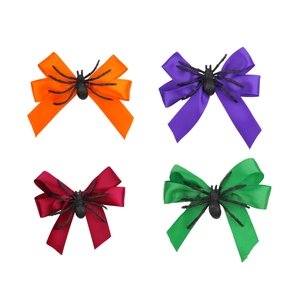 Lot de barrettes nœuds Halloween avec araignée noire en quatre couleurs