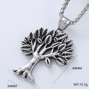 Detailed view of silver Tree of Life pendant with 40mm height and 15.7g weight