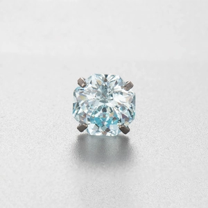 6mm light blue octagonal cut zircon ear stud with titanium steel screw back pin