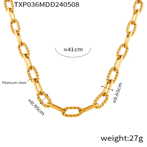 Detail of titanium steel chain necklace showing links dimensions and 41cm total length