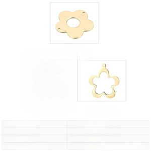 Detailed size and weight chart for stainless steel flower pendants in gold and steel color