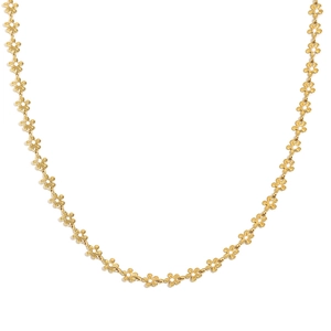 Bohemian 18K gold-plated stainless steel necklace with white enamel floral charms