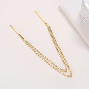 Elegant gold bridal head chain with sparkling rhinestone tassels for wedding hair accessories