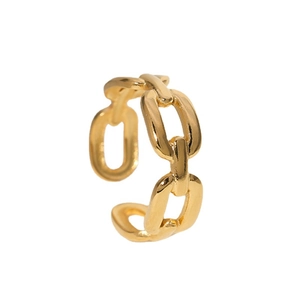 Minimalist gold chain link open ring made of durable stainless steel for women
