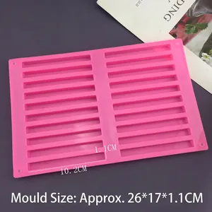 20-cavity pink silicone mold for energy bars and chocolates, 26x17x1.1cm dimensions