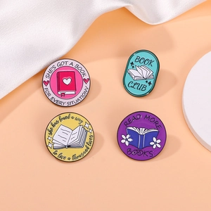 Book Enamel Pins Reading Theme Alloy Brooches Cartoon Bookworm Quotes Badges For Backpacks Clothes Decoration Colorful Jewelry