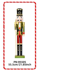 55cm wooden nutcracker soldier figurine with green uniform and golden axe detail