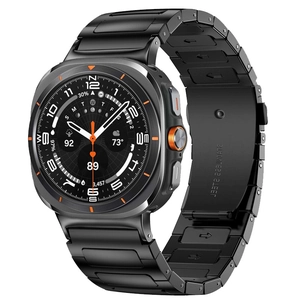 Correa de acero inoxidable negro para Samsung Watch 8 Ultra 2 con esfera digital detallada