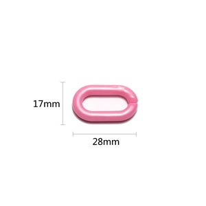 Pink acrylic 28x17mm oval U-shaped open chain link for eyewear and mask straps