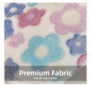 Close-up of soft plush fabric with colorful floral pattern for large tote shoulder bag