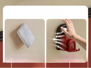 Detailed suction cup installation guide for red plastic bathroom holder on smooth tile wall