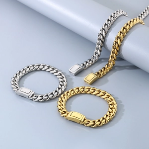 Polished Stainless Steel Cuban Link Necklace And Bracelet Hip Hop Streetwear Punk Fashion Jewelry For Men Cool