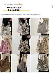Collage of canvas tote bags featuring leopard print, floral patterns, and bow designs