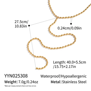 Tabella taglie di una collana a Y in acciaio inossidabile placcato oro 18K con perline