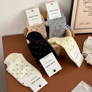 Chaussettes Invisibles À Pois Coton Mélangé Coupe Basse Bouche Peu Profonde Respirant Absorbant Transpiration Style Japonais
