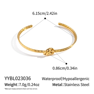 Tableau des tailles détaillé pour bracelet jonc noué doré avec dimensions et poids