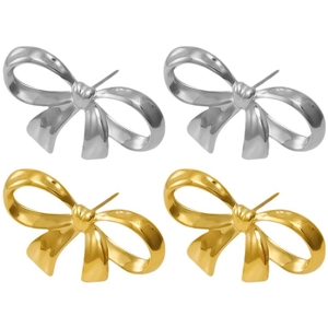 Lot de boucles d'oreilles nœud en acier inoxydable 304 coloris doré et argenté