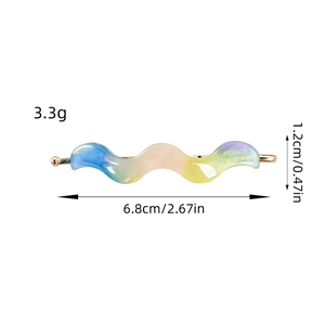 Elegant wavy acetate hair clip with colorful gradient design and France handmade lettering