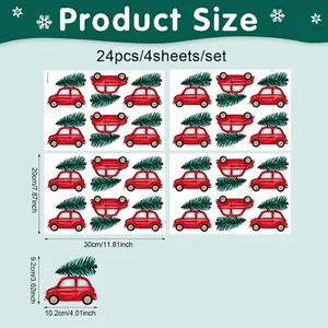 Tableau des tailles pour stickers muraux de Noël incluant 24pcs 4 feuilles 30x20cm