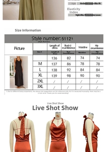 Tableau des tailles détaillé pour cette robe longue sans manches avec fente